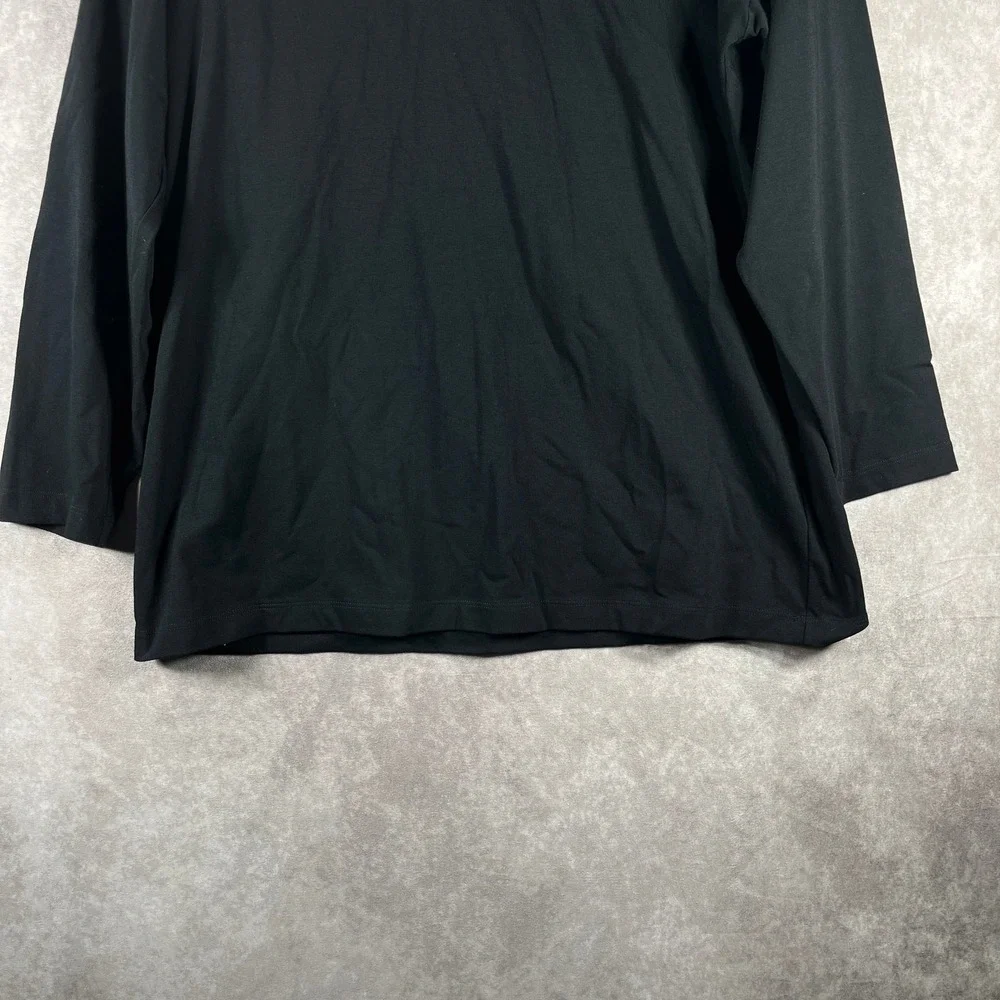 Eileen Fisher Hoodie Shirt Women Size PM Black Knit Long Sleeve Pullover Capsule
